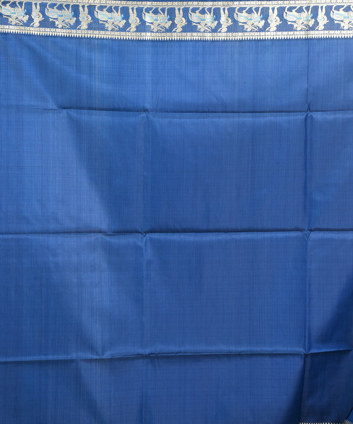 Navy blue handwoven silk bengal sari