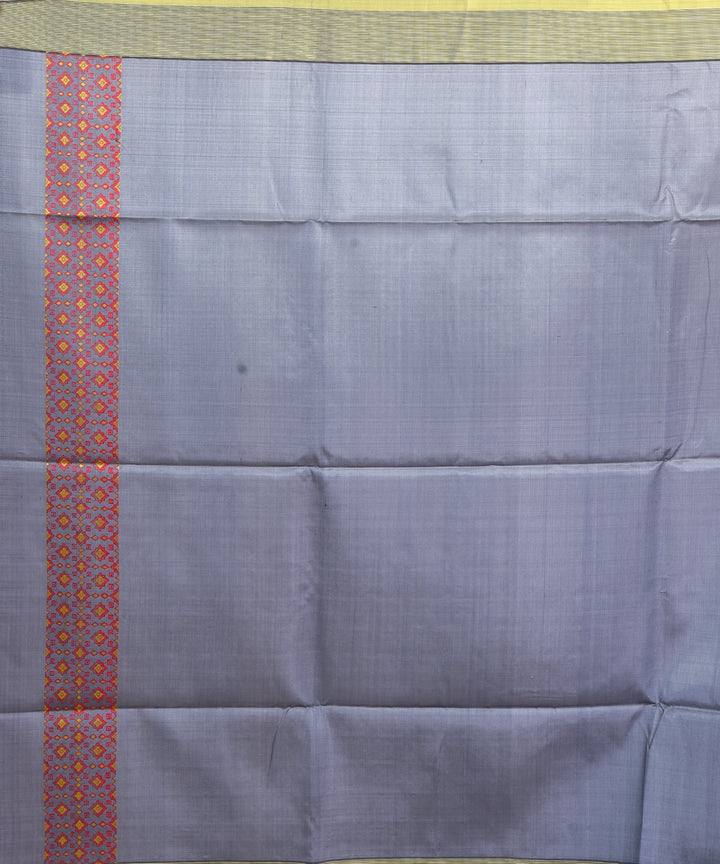 Steel grey handwoven silk bengal sari