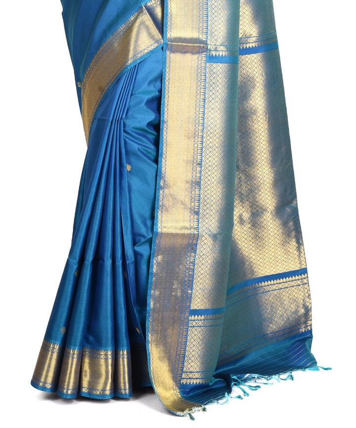 Navy blue handloom silk bengal sari