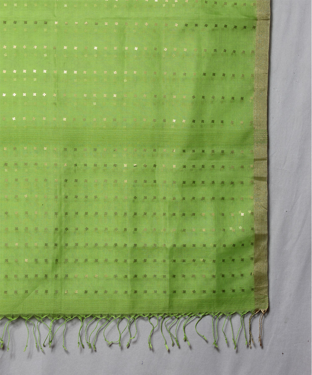 Light green bengal sequin handwoven silk stole