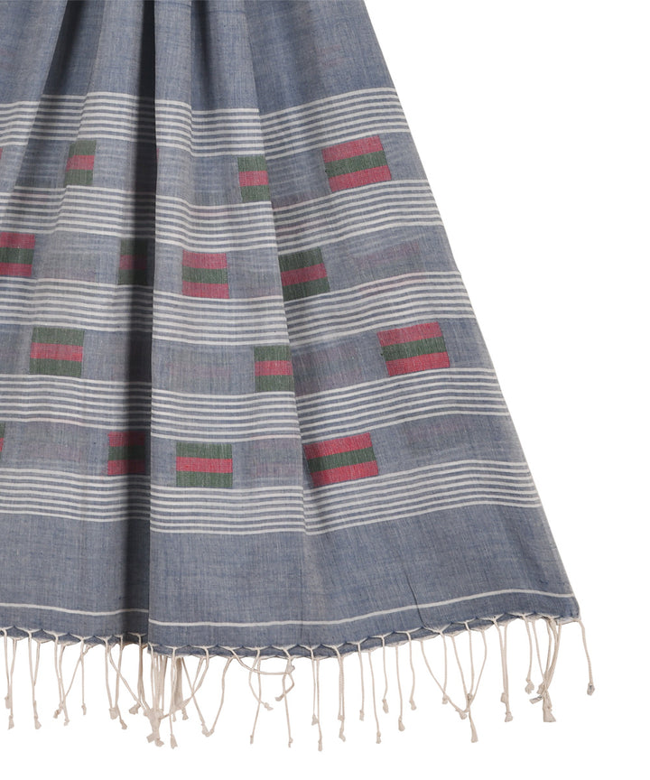 Dark grey handwoven cotton jamdani stole