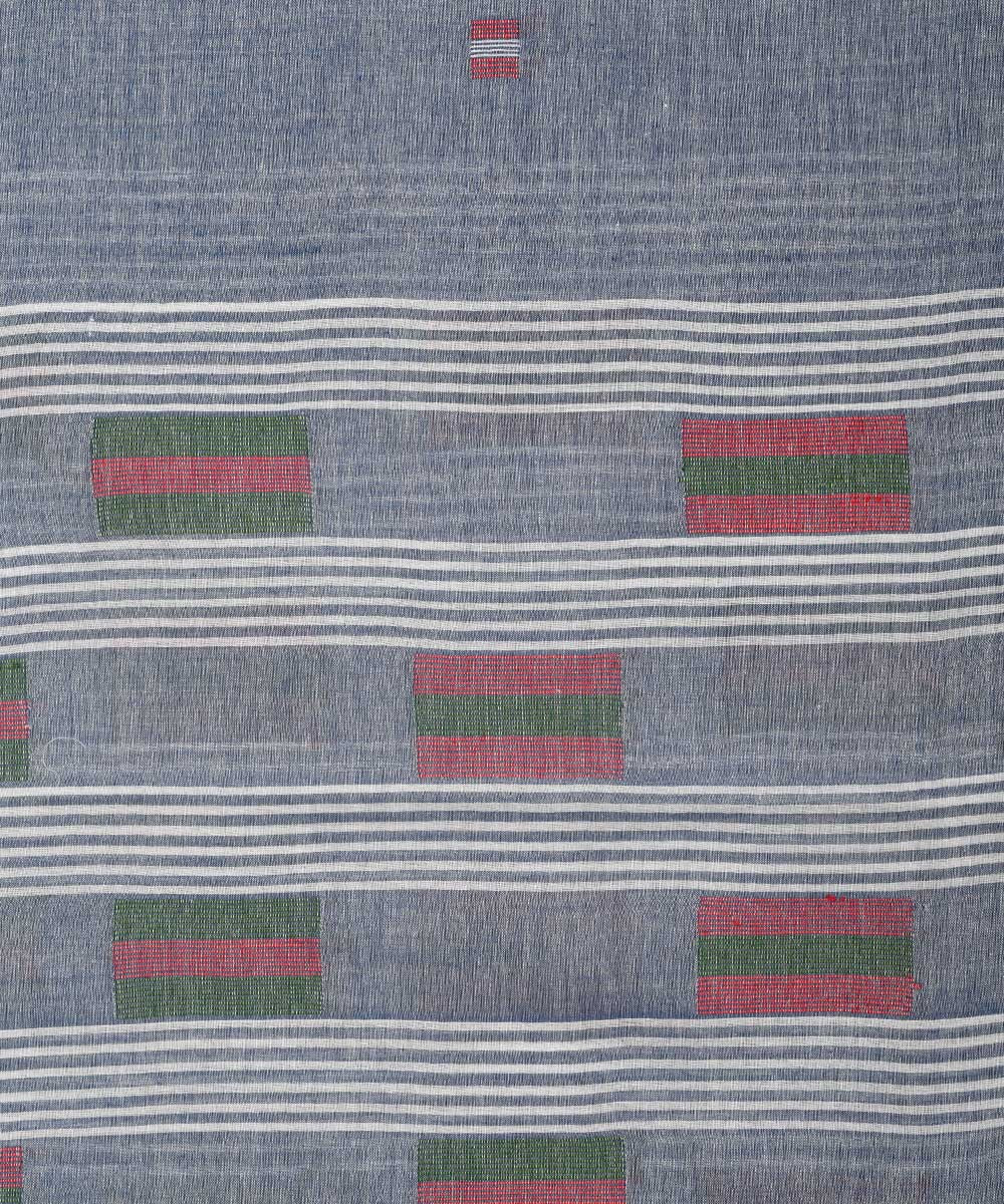 Dark grey handwoven cotton jamdani stole