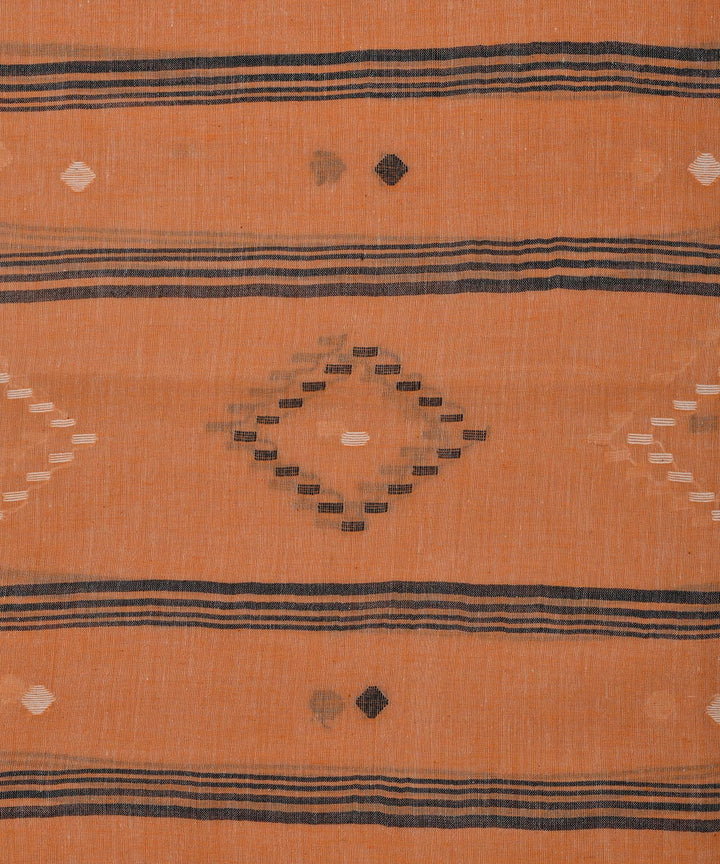 Orange handwoven cotton jamdani dupatta