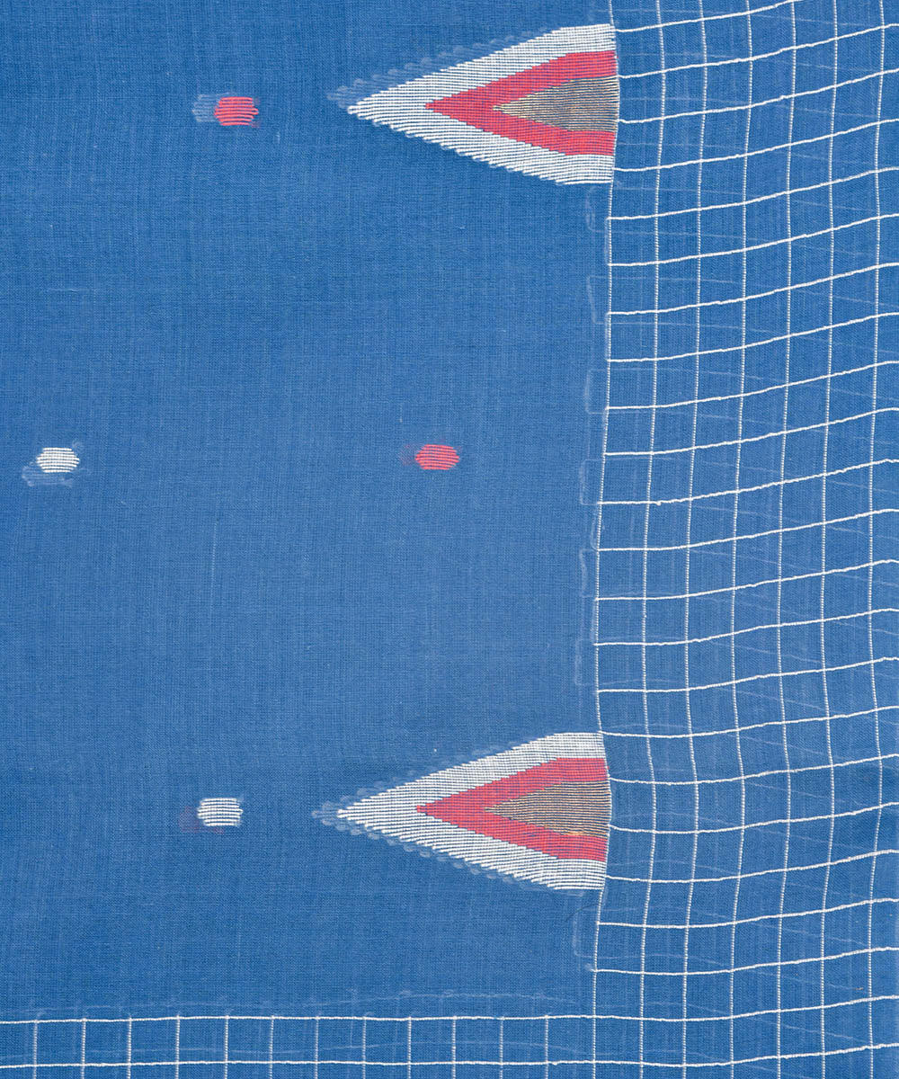 Deep blue handwoven cotton jamdani stole