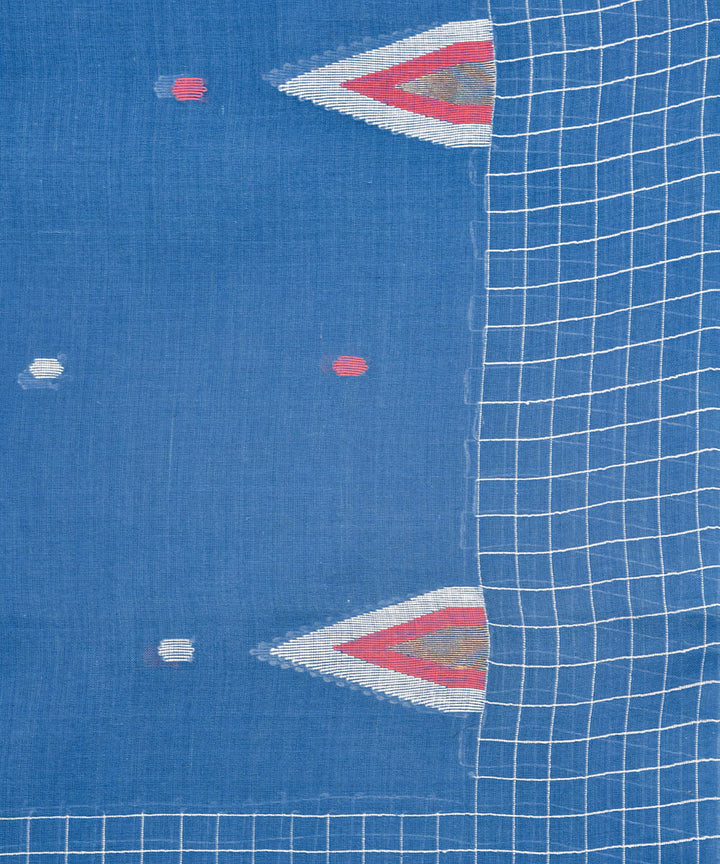 Deep blue handwoven cotton jamdani stole