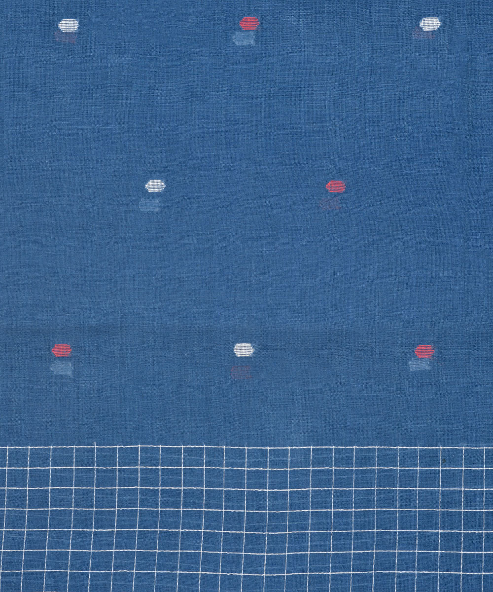 Deep blue handwoven cotton jamdani stole
