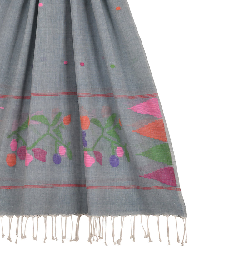 Light grey hand woven cotton jamdani stole