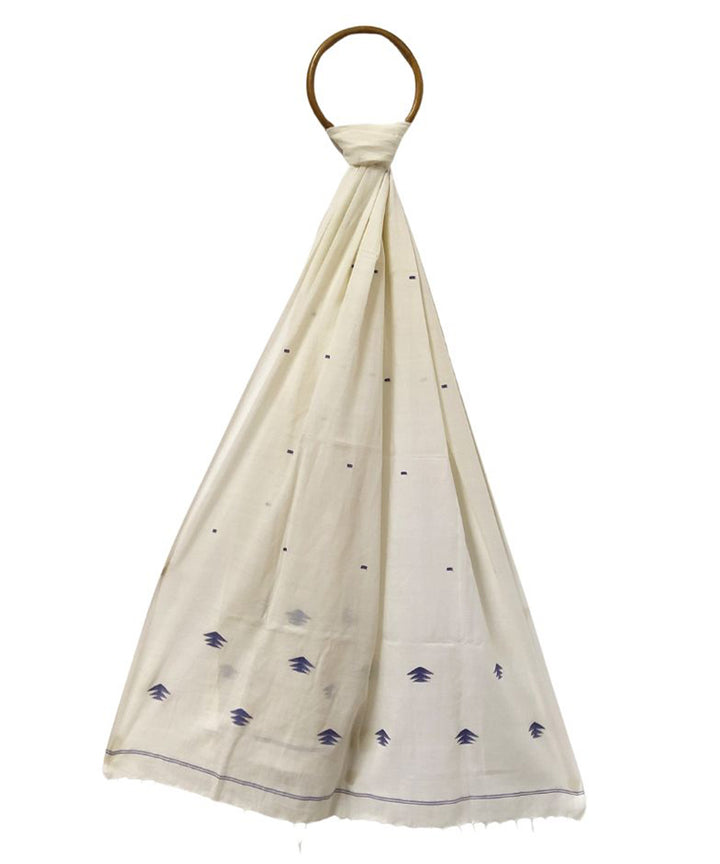 Beige handwoven cotton jamdani stole