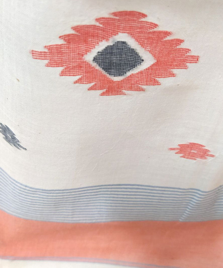 Peach handwoven cotton jamdani stole