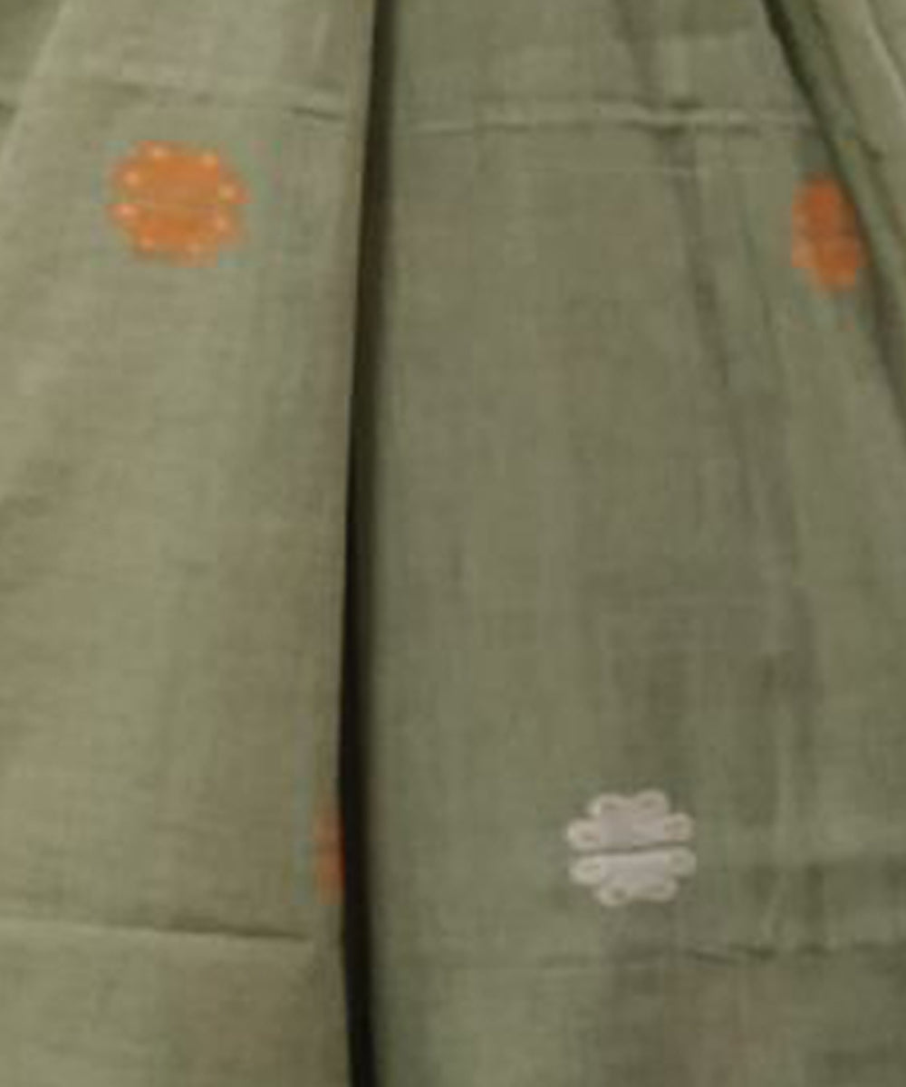 Olive green handwoven cotton jamdani stole