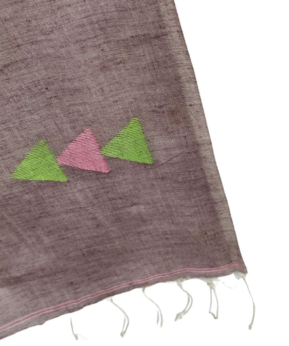 Brown handwoven cotton jamdani stole