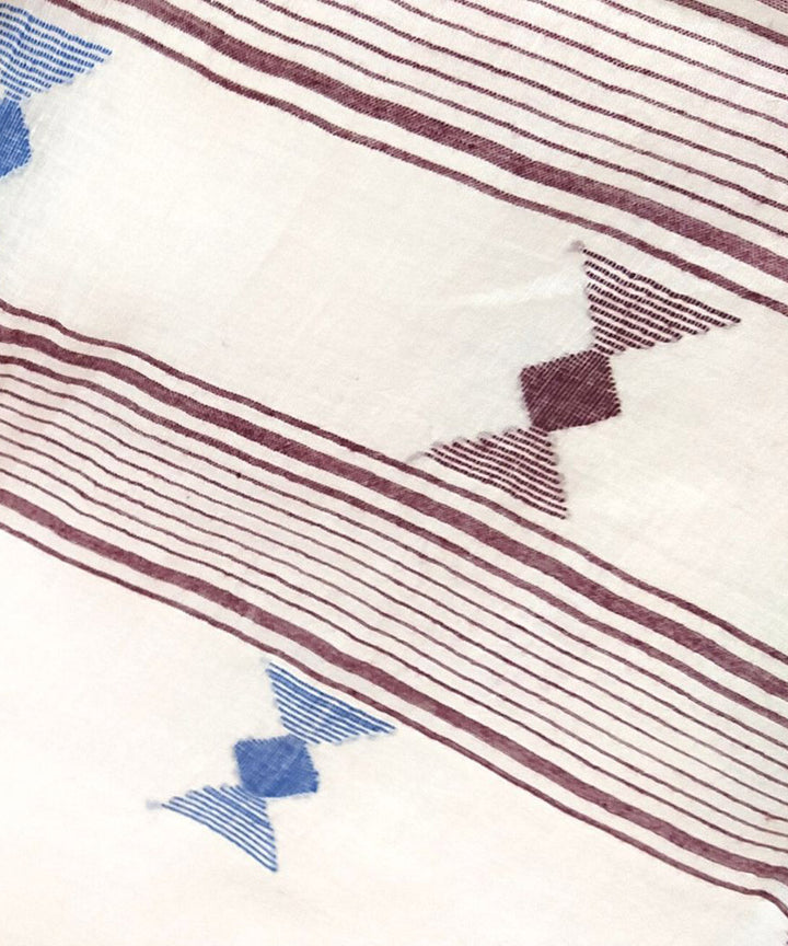 White handwoven cotton jamdani stole
