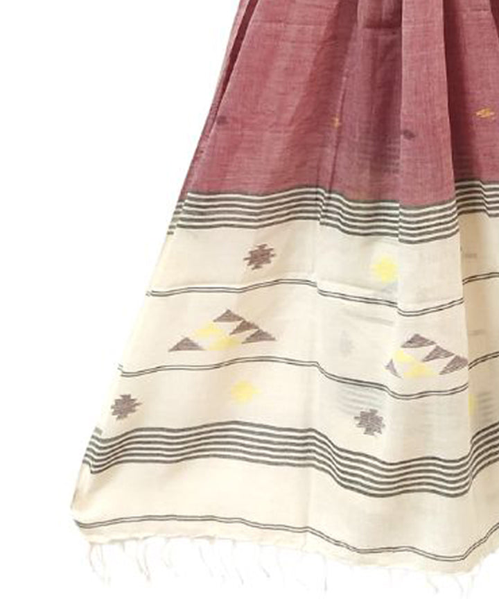 Light mauve handwoven cotton jamdani stole