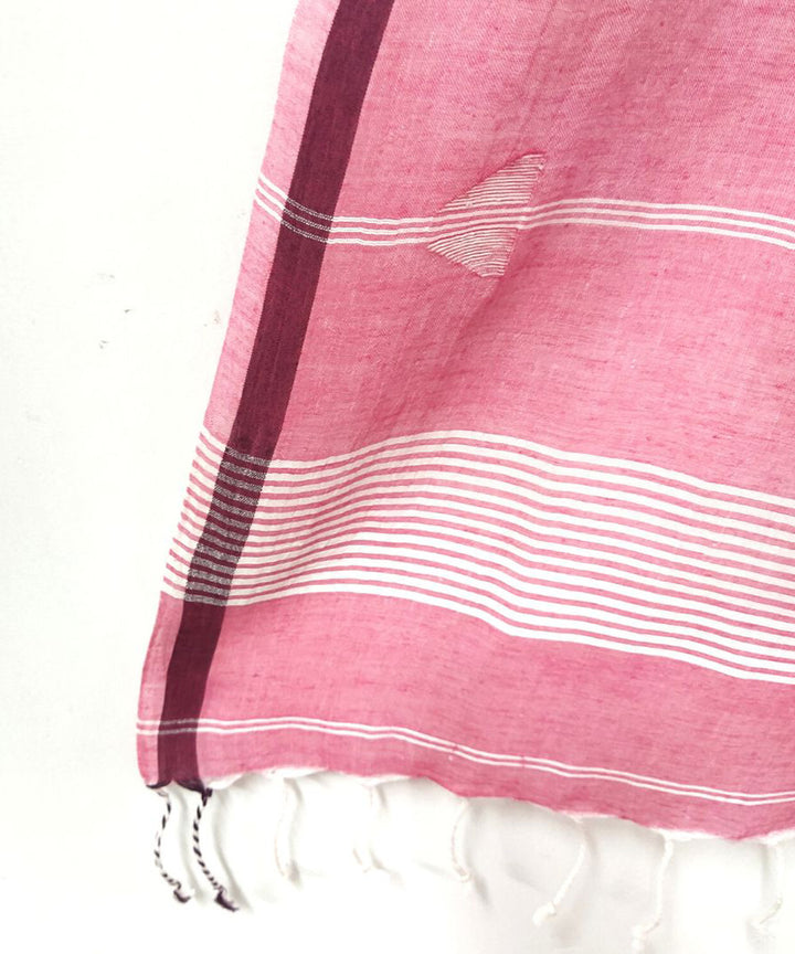 Pink handwoven cotton jamdani stole