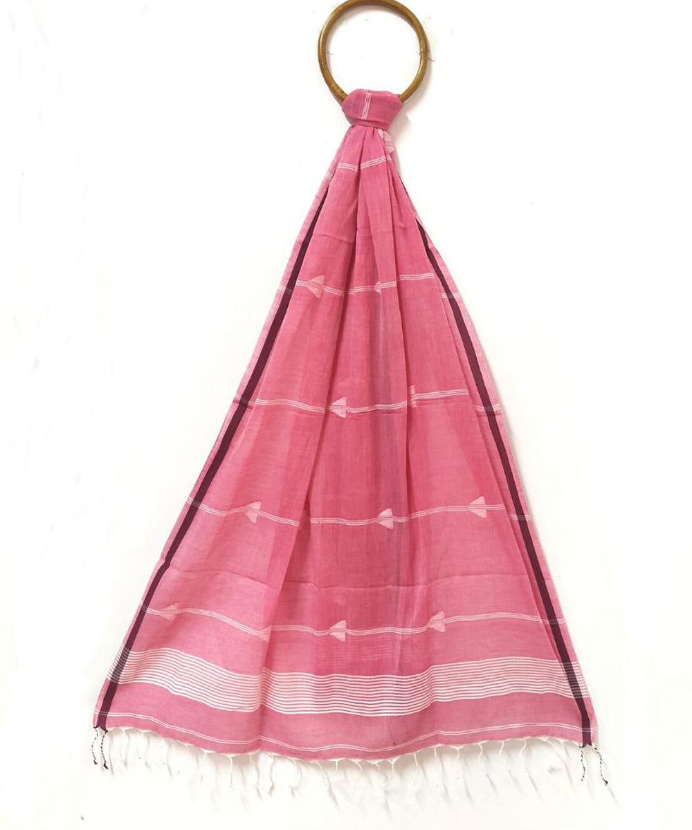 Pink handwoven cotton jamdani stole
