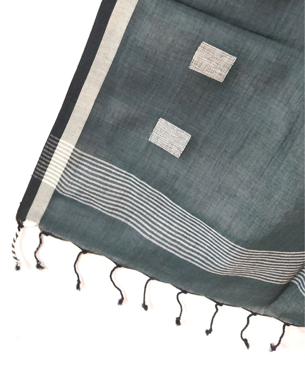 Black handwoven cotton jamdani stole