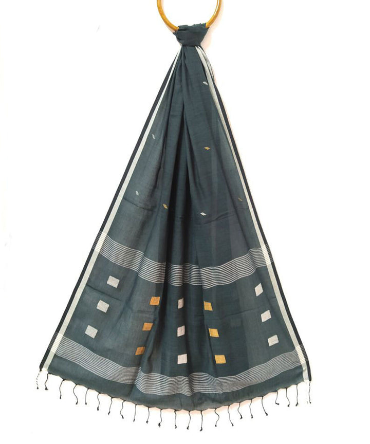 Black handwoven cotton jamdani stole