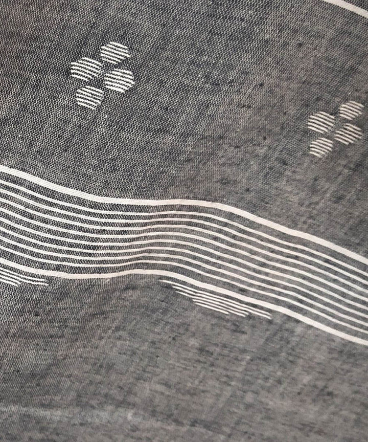 Grey black handwoven cotton jamdani stole