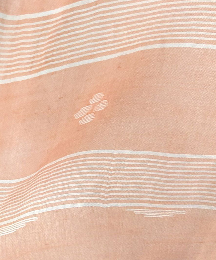 Pale orange handwoven cotton jamdani stole