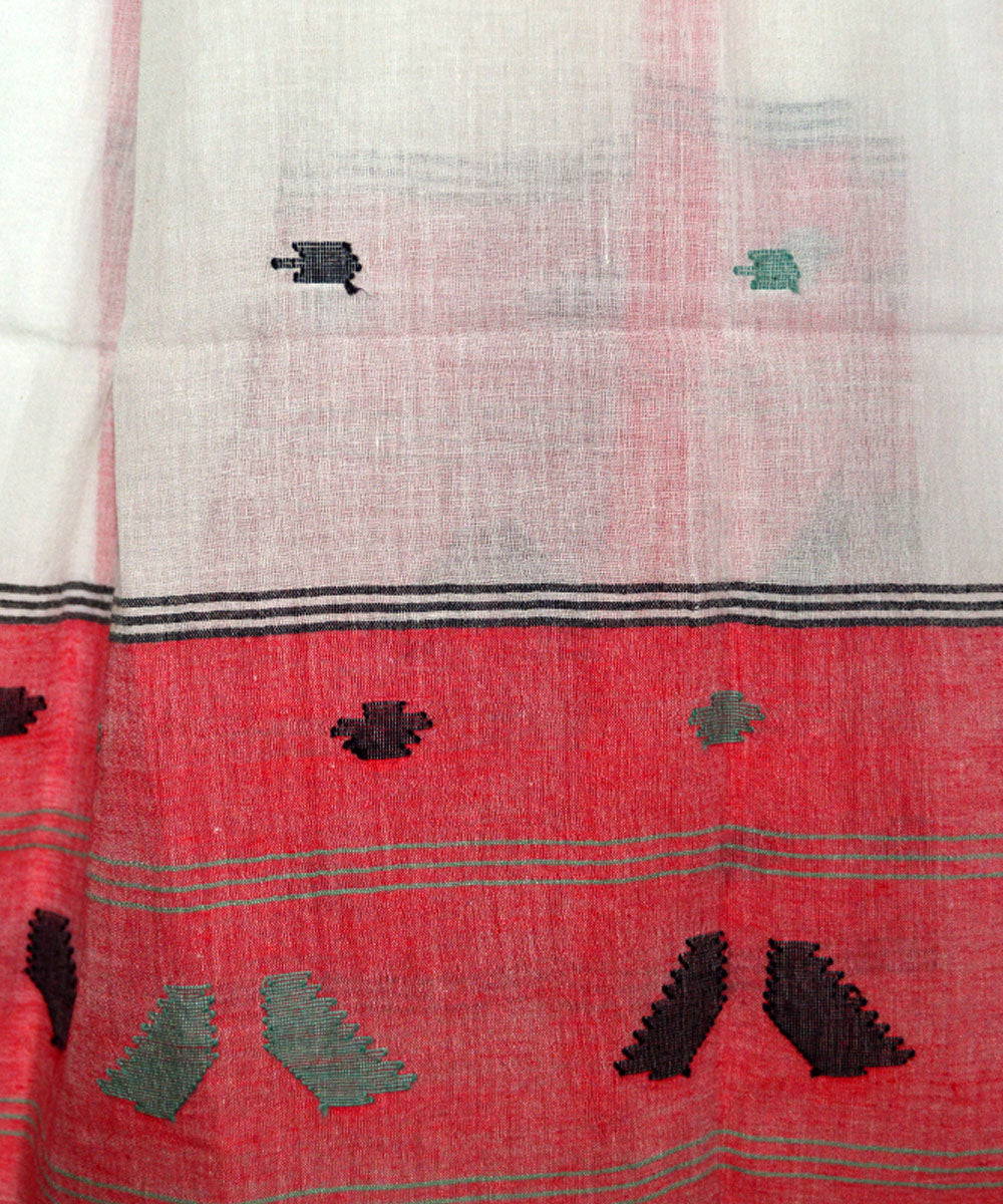 White red handwoven cotton jamdani stole