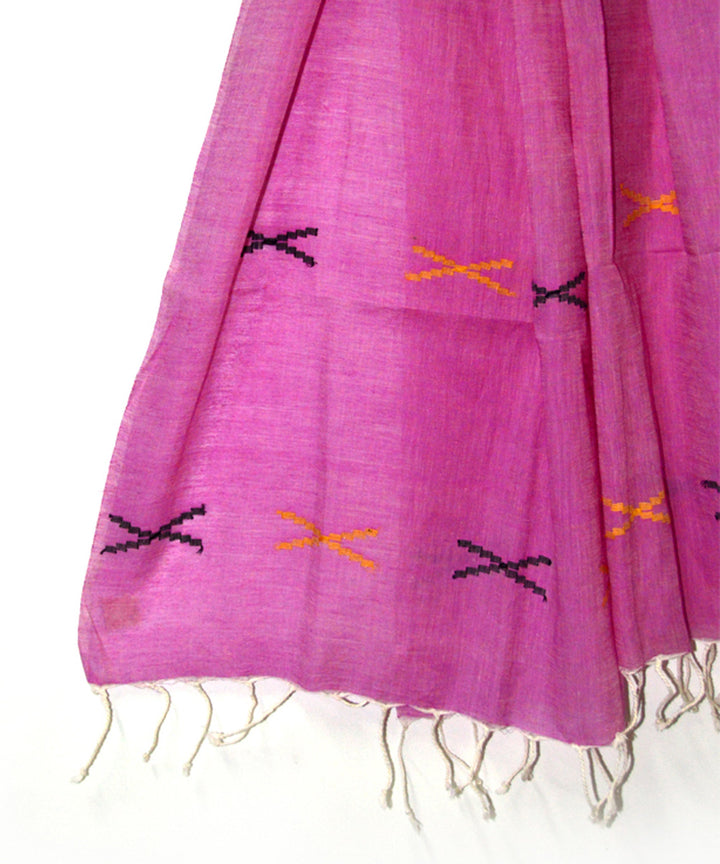 Pink handwoven cotton jamdani stole