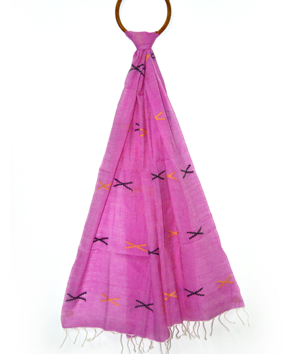 Pink handwoven cotton jamdani stole