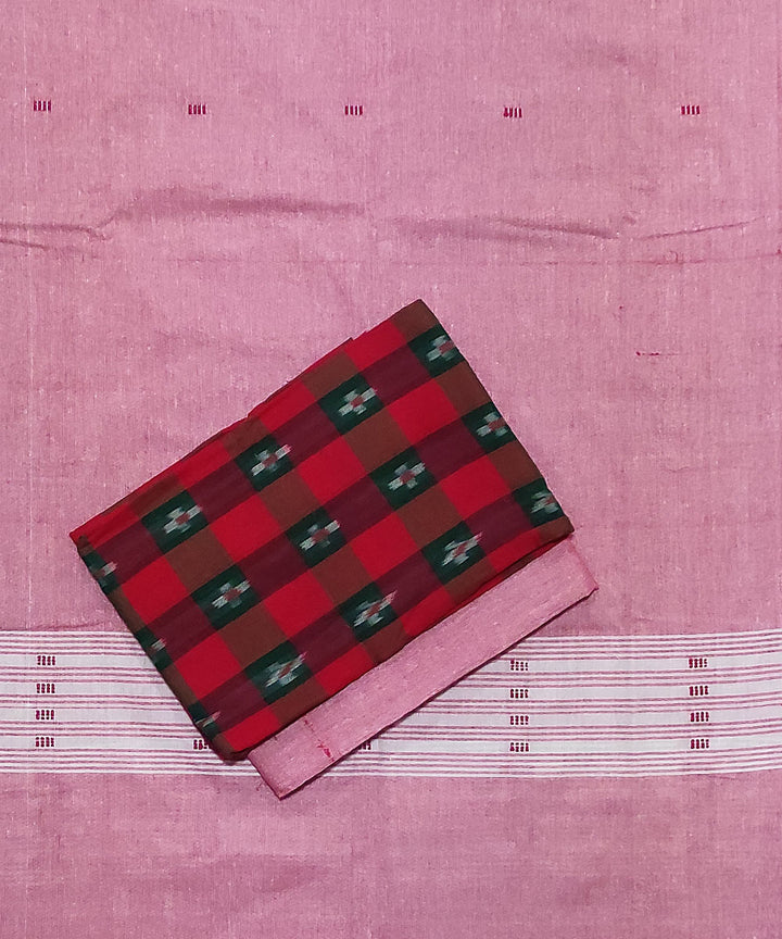3pc Red pink hand woven sambalpuri dress material