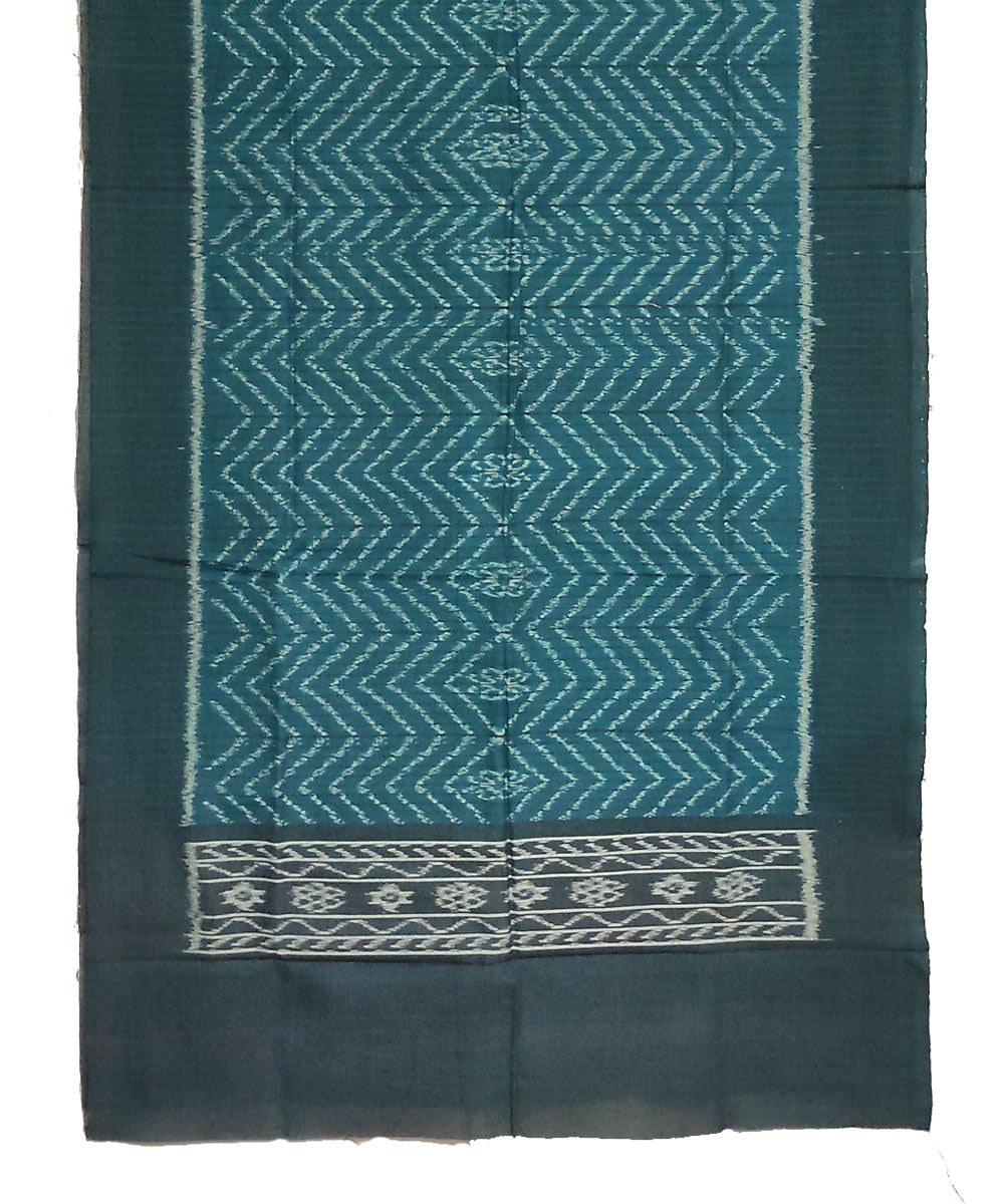 Dark blue green handwoven cotton sambalpuri stole