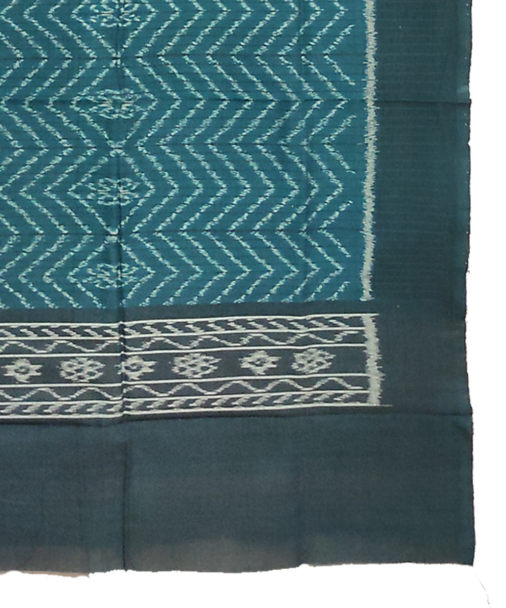 Dark blue green handwoven cotton sambalpuri stole