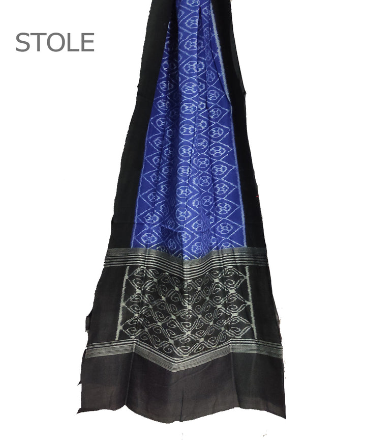 Navy blue black handwoven cotton sambalpuri stole