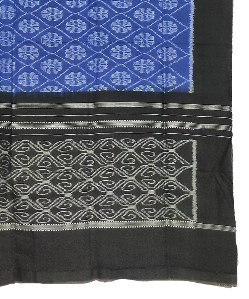 Navy black handwoven cotton sambalpuri stole