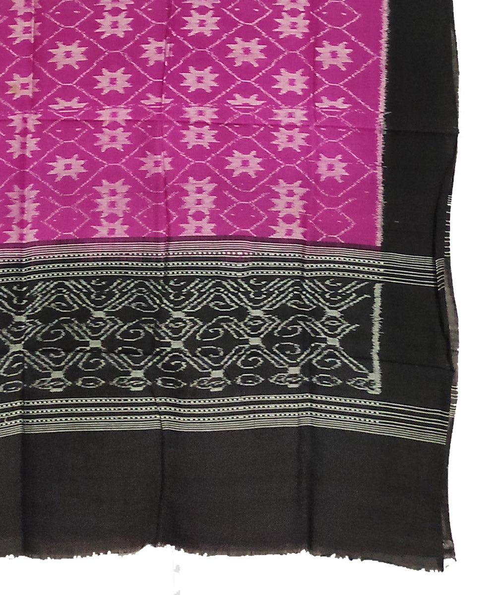 Magenta black handwoven cotton sambalpuri stole