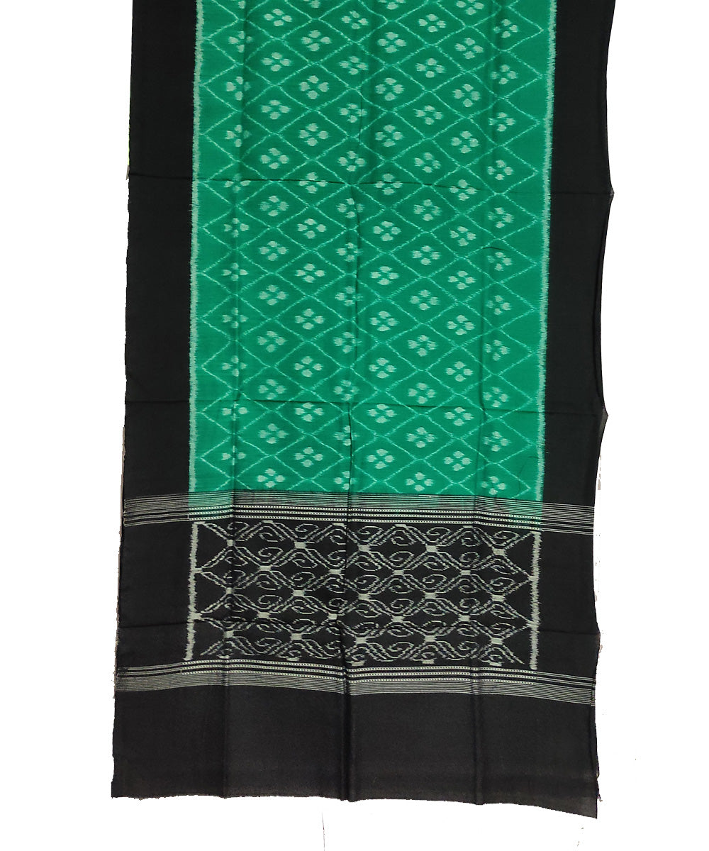 Light green black handwoven cotton sambalpuri stole