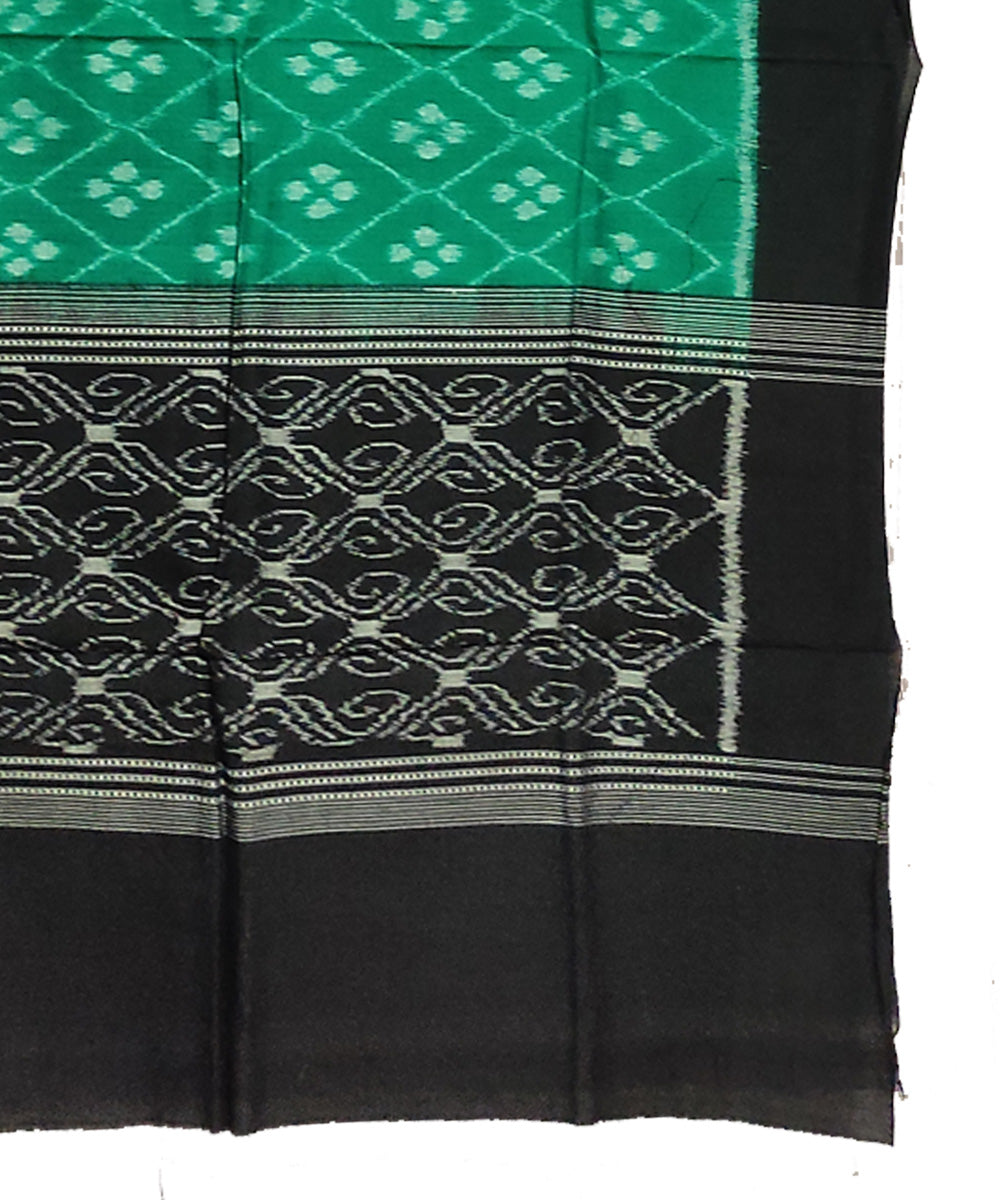 Light green black handwoven cotton sambalpuri stole