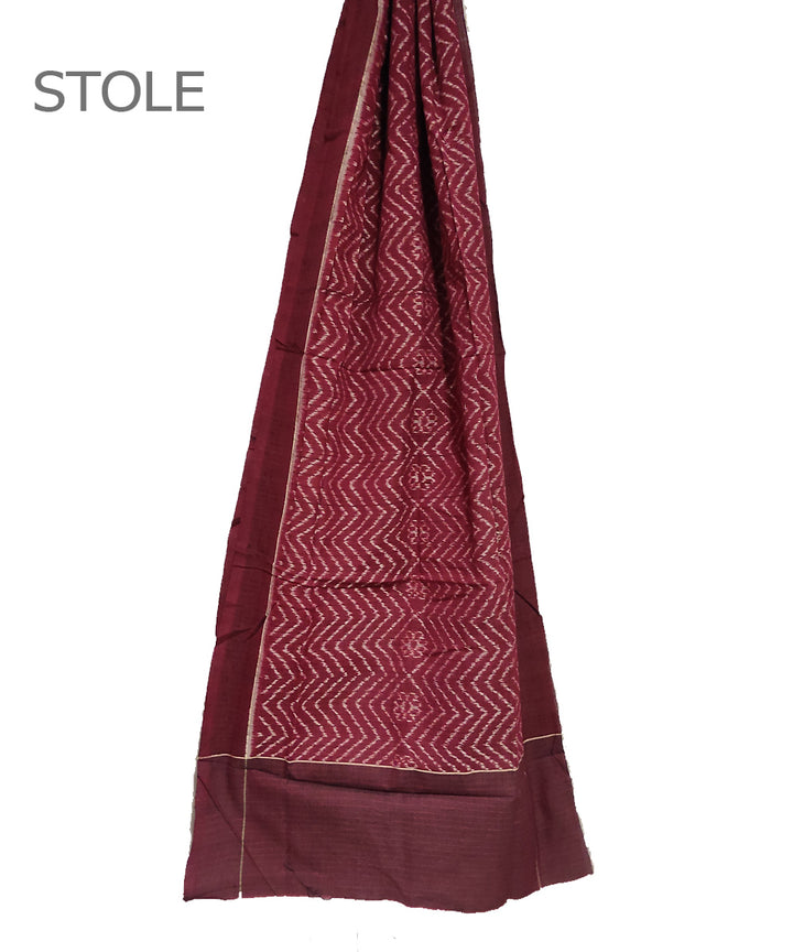 Maroon handwoven cotton sambalpuri stole