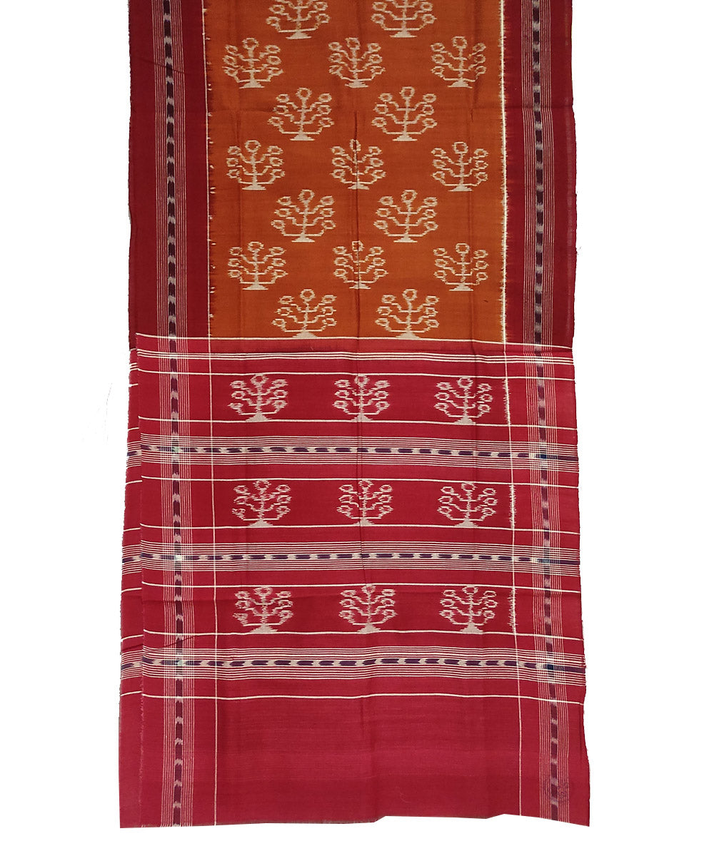 Orange red handwoven cotton sambalpuri stole