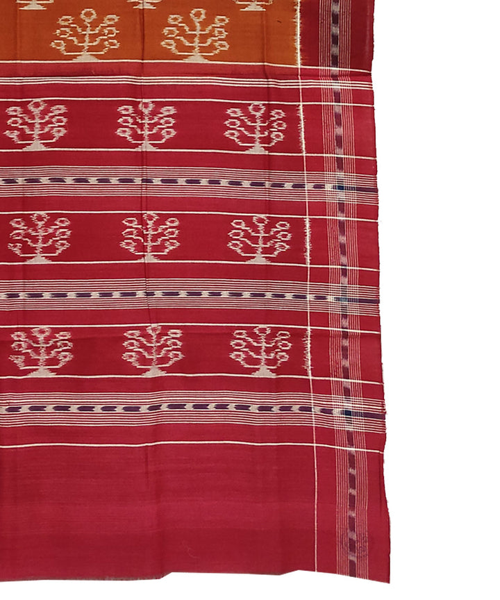 Orange red handwoven cotton sambalpuri stole