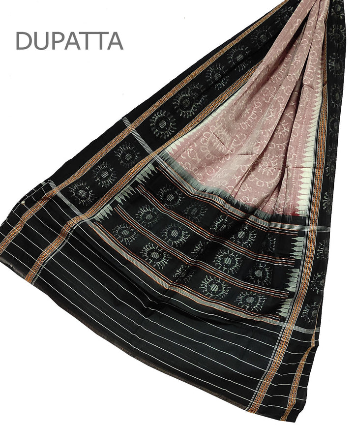 Grey black handloom cotton sambalpuri dupatta