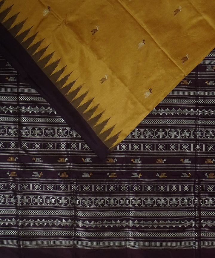 Mustard handwoven silk dongoria saree