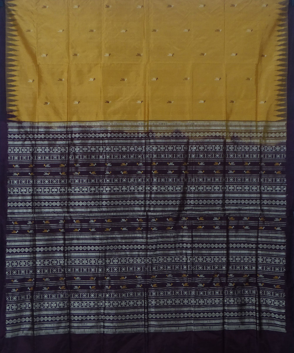 Mustard handwoven silk dongoria saree
