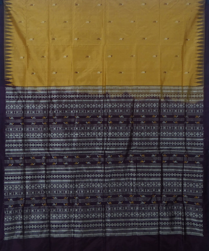 Mustard handwoven silk dongoria saree