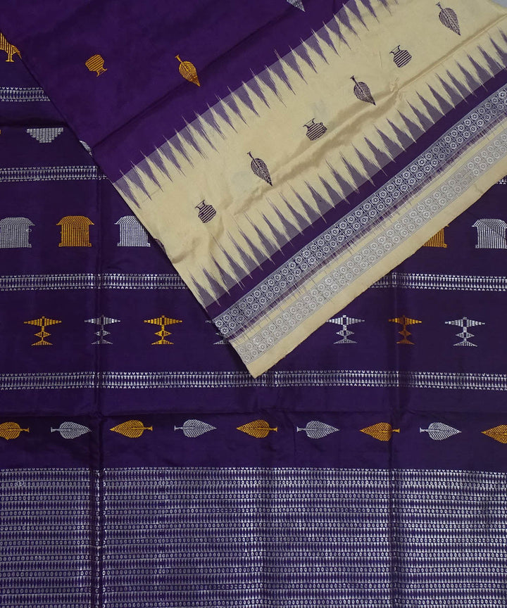 Violet Beige handwoven silk dongoria saree