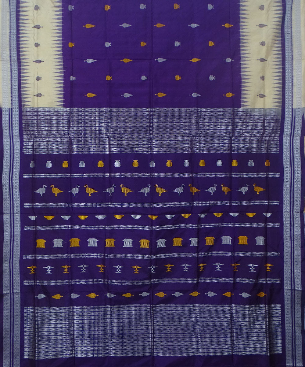 Violet Beige handwoven silk dongoria saree