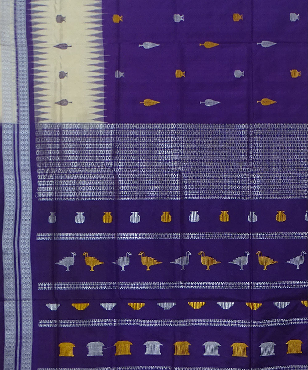 Violet Beige handwoven silk dongoria saree