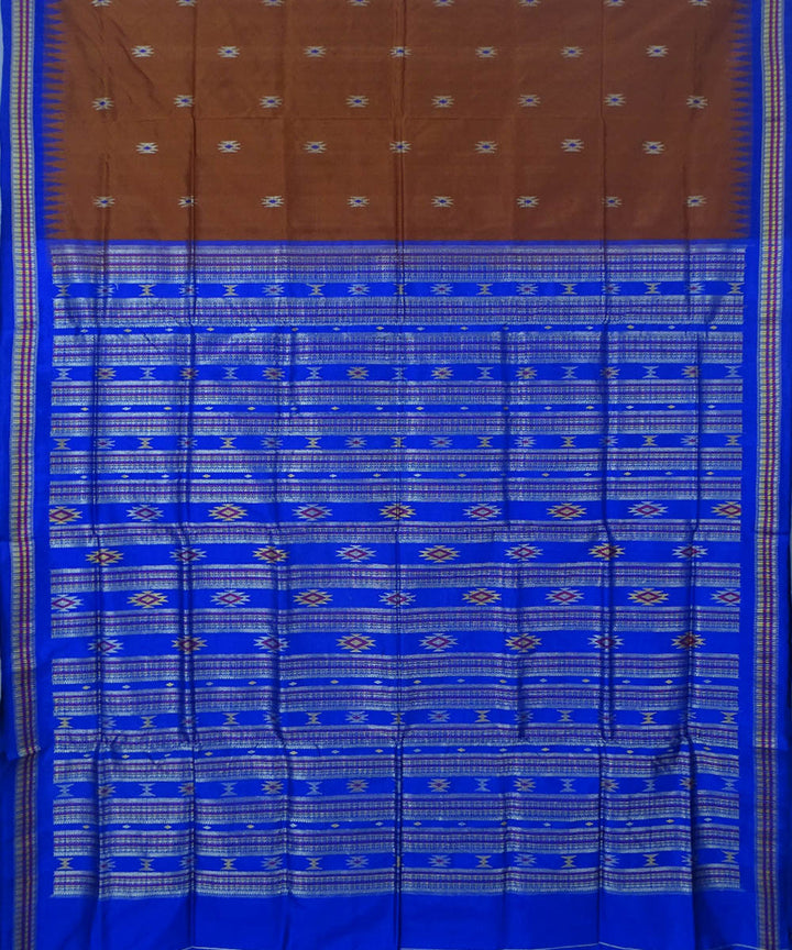 Brown blue handwoven silk dongoria saree