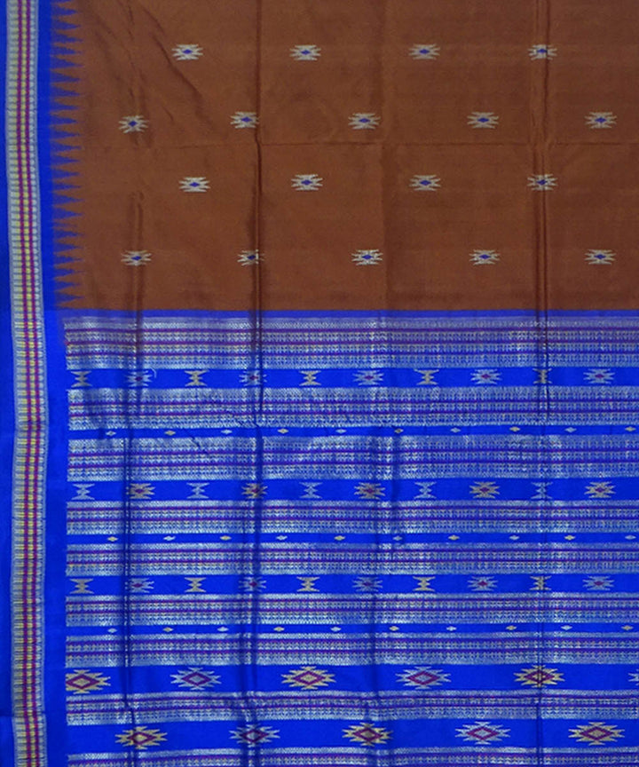 Brown blue handwoven silk dongoria saree