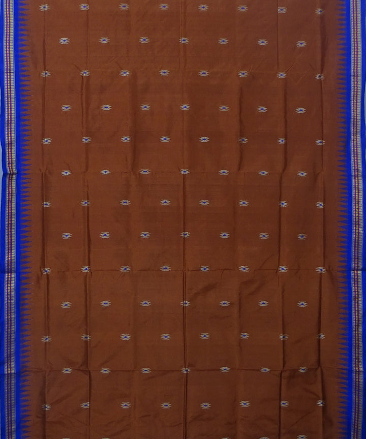 Brown blue handwoven silk dongoria saree