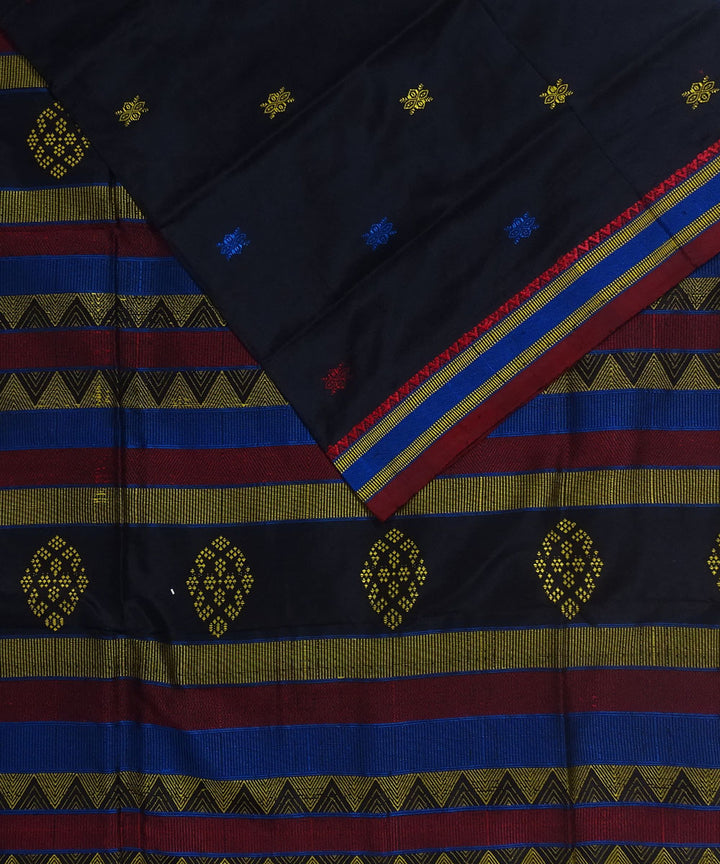 Black handloom silk dongoria saree