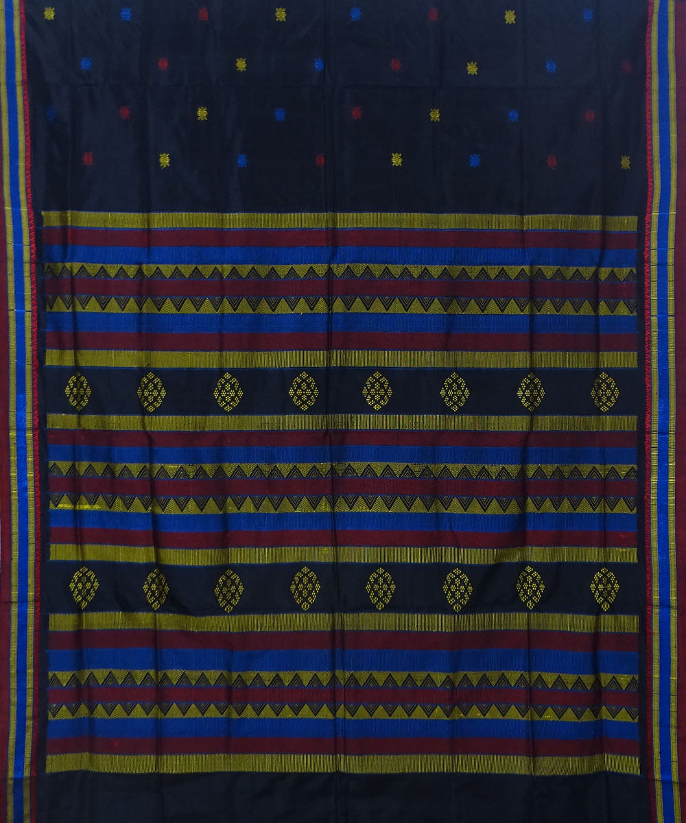 Black handloom silk dongoria saree