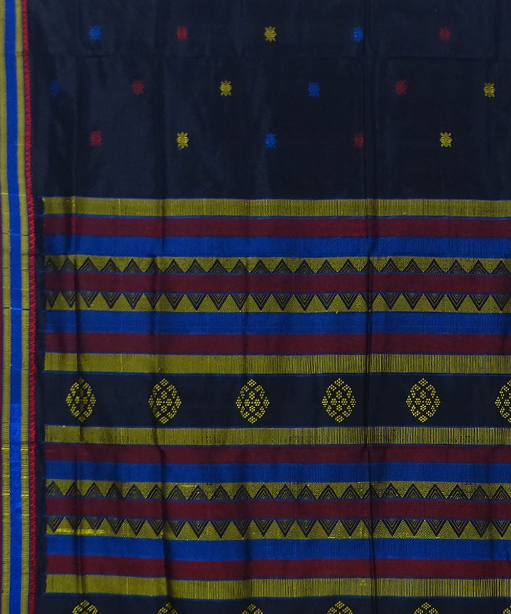 Black handloom silk dongoria saree